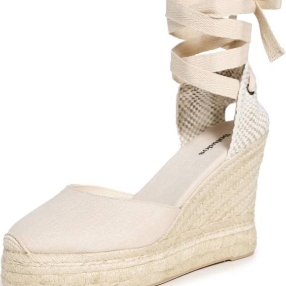 SOLUDOS White Linen Platform Wedges Espadrilles - Picture 2 of 7